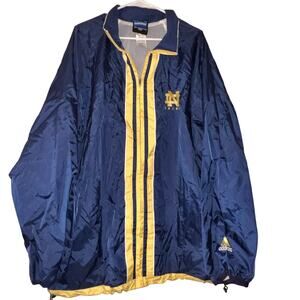 Vtg Adidas Mens XL Spell Out Notre Dame University Full Zip Windbreaker Jacket